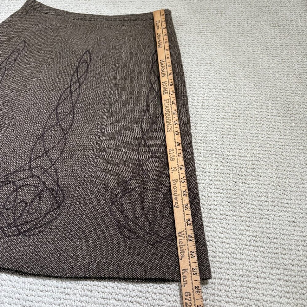 Womens 12 East 5th Herringbone Embroidered Lined A-Line Brown/Tan Forest Fairy - Picture 9 of 9